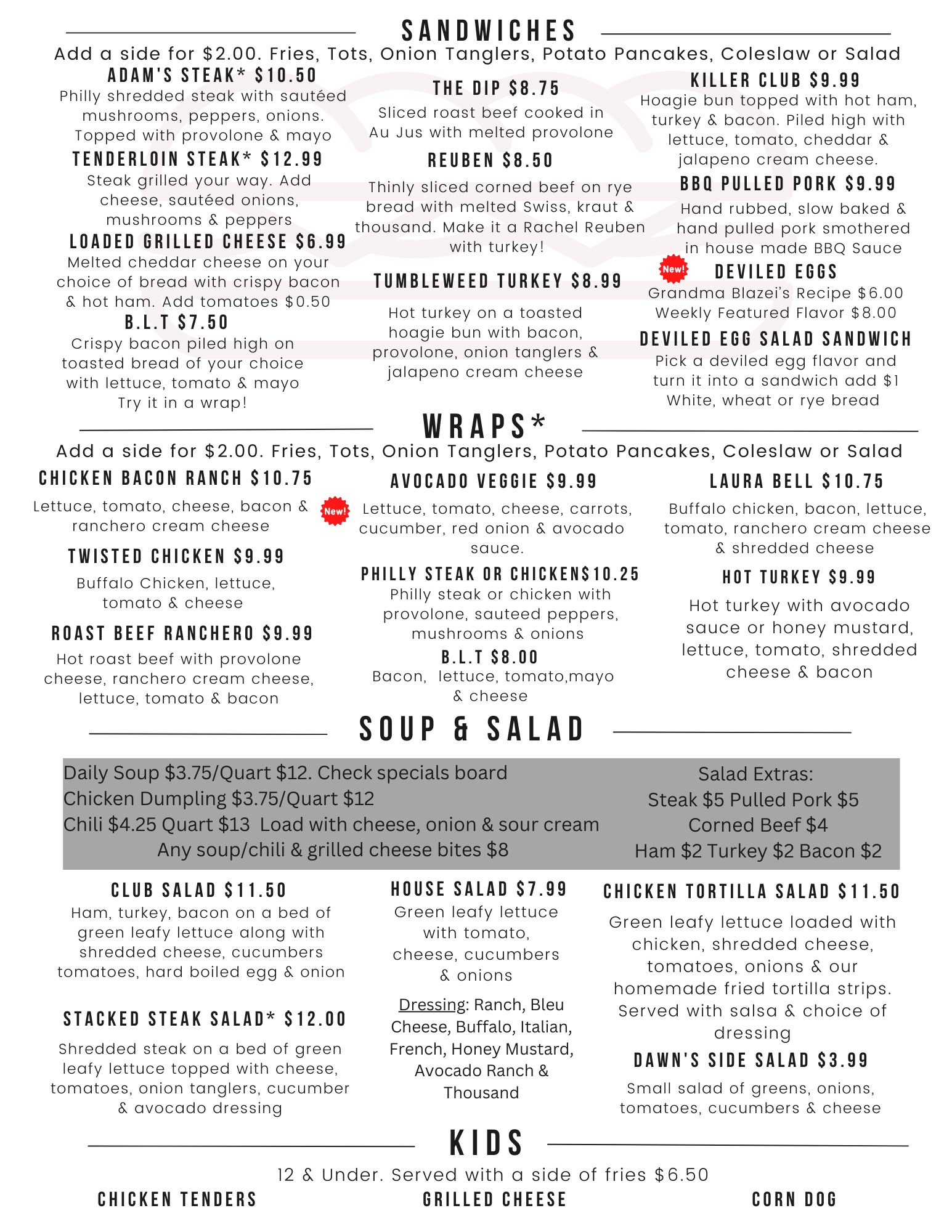 Menu – B-lazy Bar & Grill